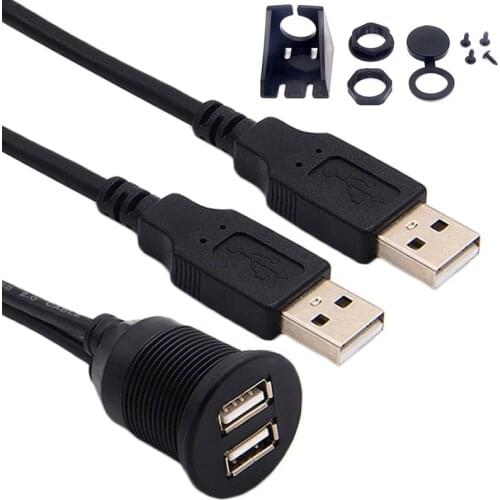 Car Dashboard Flush Mount USB Dock Adapter Dashboard Panel 3.0 Port Male to Female Cable Extension Cable for Motorcycle Boat Hot