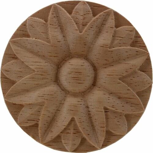 VZLX Wood Carved Corner Onlay Applique Door Cabinet Rose Unpainted European Style Vintage Home Decoration Accessories Modern