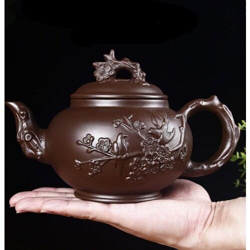 Yixing Purple Sand Pot Large Capacity Bubble Teapot Handmade Ceramic Single Pot Household Tea Set Flower Teapot Cup Set