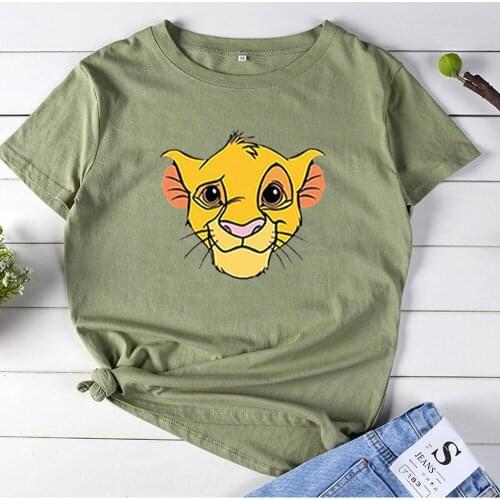 Cartoon Animal Avatar T Shirt Women Round Neck Short Sleeve Women Cotton T-shirts Women Casual Graphics Tee Shirt Femme