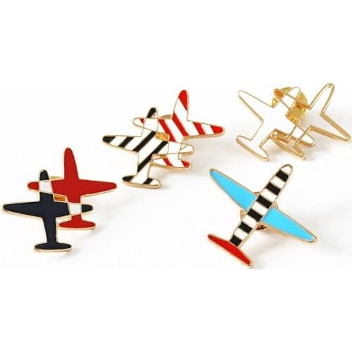 4 Kinds Metallic Double Planes Candy Color Red Black White Blue Stripe Hollowed-Out Lovely Brooches For Women
