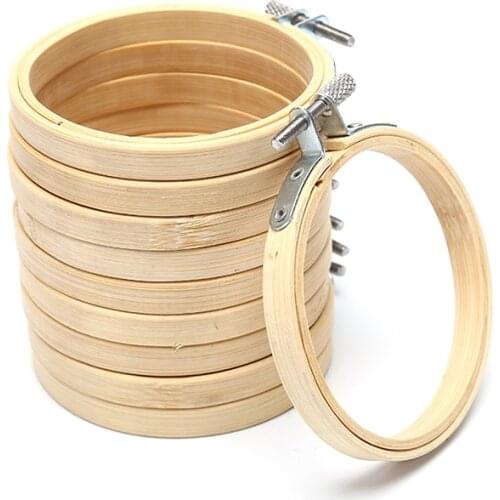 10Pcs 10cm Wooden Handy Cross Stitch Machine Embroidery Hoop Ring Bamboo Frame Hoops Round Sewing Tools DIY Art Craft