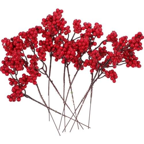 10pcs/sets Christmas Ornament Fake Snow Frost Pine Branch Cone Berry Holly Xmas Tree Decoration Supplies Gift Home Decor