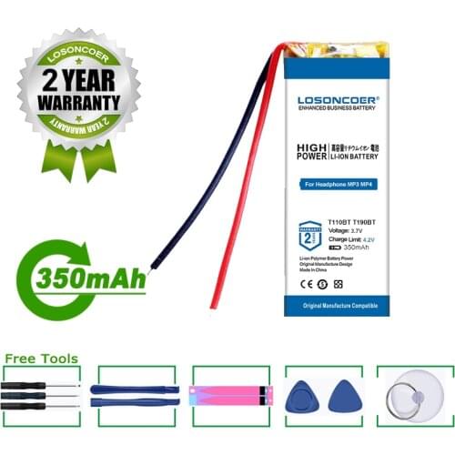 100% Original LOSONCOER T110BT Battery 350mAh For JBL T110BT TUNE205BT T190BT T120 Headset