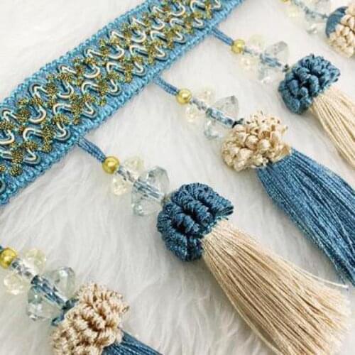 12yards/lot Flower Ball Beaded Tassels Hanging Curtain Lace Trim Diy Sewing Trimmings Fringes Wedding Party Home Textile Decor