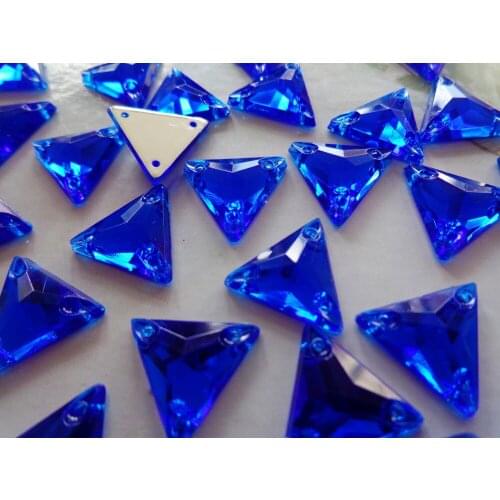 150pcs 12mm Sew on rhinestones royalblue colour Triangle shape flatback gem stones acryl crystal strass diamond 80pcs/lot
