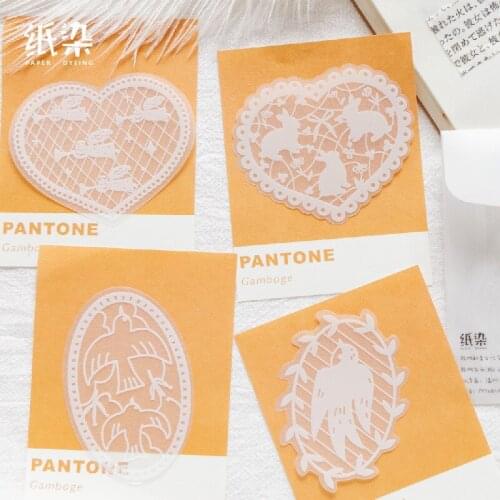 20pcs/pack Vintage Butter Paper Transparent Sticker Lace Decoration Sticker DIY Planner Diary Scrapbooking Album Bulleta Journal