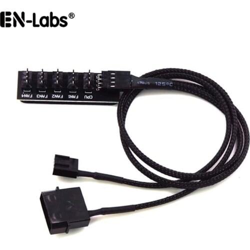 Molex 4pin to 8 5 Way PWM Fan Hub Splitter Adapter,PWM 12V 4 pin 3pin CPU Cooler / Case / Chasis Cooling Fan Sleeved Power Cable