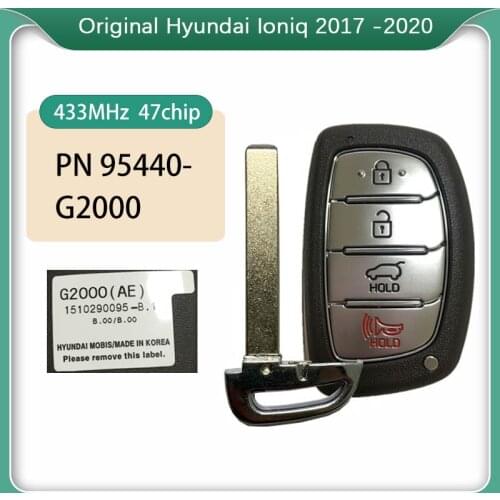 CN020080 OEM / Aftermaket Hyundai Ioniq Genuine Smart Key Remote 2017 4 Button 433MHz P/N 95440-G2000 FCC ID TQ8-FOB-4F11
