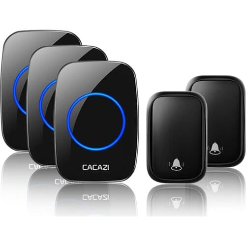 CACAZI Home Wireless No Battery Required Self-powered Transmitter Doorbell Intelligent Call Ring Bells US EU UK Plug Receiver