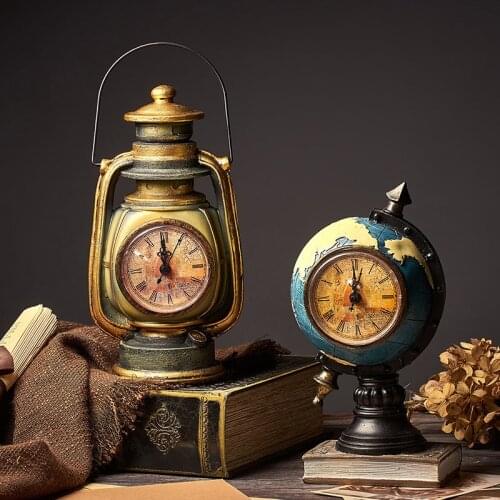 Home Decoration Retro Clock Desktop Crafts Study Room Office Personality Electronic Clock Ornaments Table Clock Nostalgic Decor