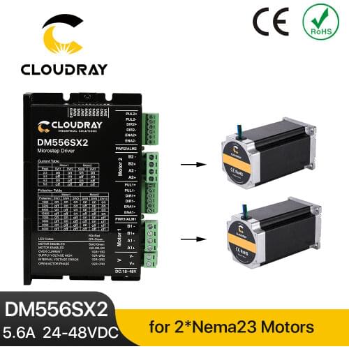 Cloudray Nema 23/24 Stepper Motor Driver DM556SX2 5.6A 24~48VDC for 2pcs Stepper Motor Controller CNC Engraving Machine