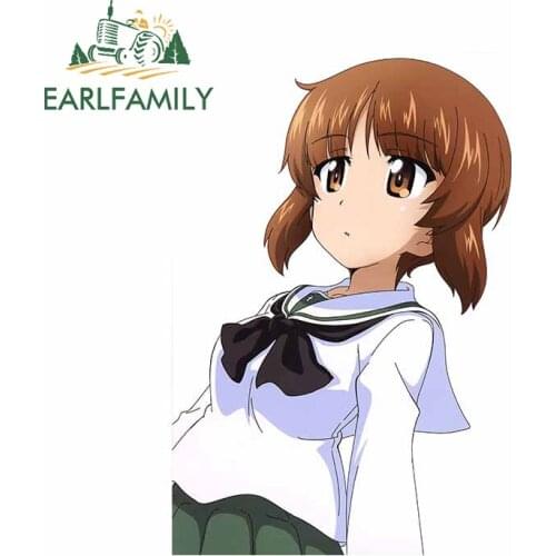 EARLFAMILY 13cm x 8.8cm for Nishizumi Miho GIRLS Und PANZER Car Stickers Waterproof Cute Decals Car Accessories Trunk Decor
