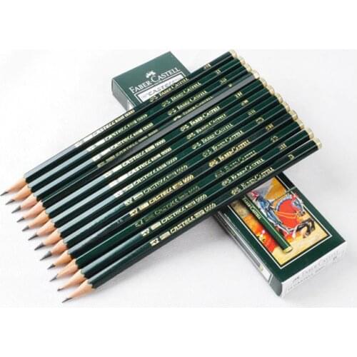 Faber castell faber castel 9000 pencil professional sketch green rod painting drawing pencil classic series 12 pcs/box