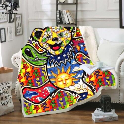 Acid Bears Fleece Blanket Plush 3d Printed for Adults Sofa Sherpa Fleece Bedspread Wrap Throw Blanket