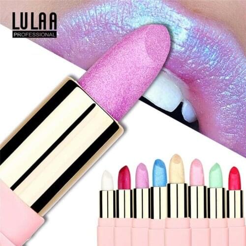 Holographic Mermaid Glitter Lipstick Shiny Metallic Matte Lipsticks Waterproof Long Lasting Red Gold Lip Stick Makeup Cosmetics