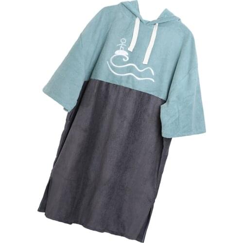 Microfiber Unisex Robe Beach Thick Surf Poncho with Hood Swimming Bath Suit for Kayaking Bathing Vacation-Sun Wind Protection