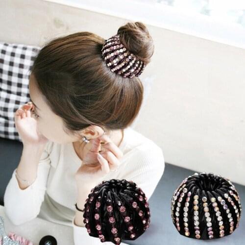 New Women Crystal Hair Styling Donut Bun Maker Tool Hair Fold Wrap Hair Claw Ponytail Holder Clamps Headband Hair Accessories