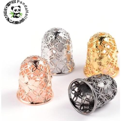 50pcs Apetalous Hollow Bell with Flower Metal Brass Bead End Caps for DIY Jewelry Making Accessories DIY Findings Mixed 15x12mm