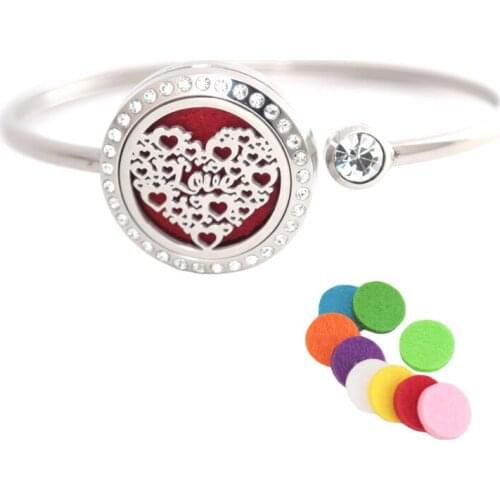 25mm Magnet Crystal Stainless steel love Aromatherapy locket Bracelet Bangle essential oil diffuser locket bracelet