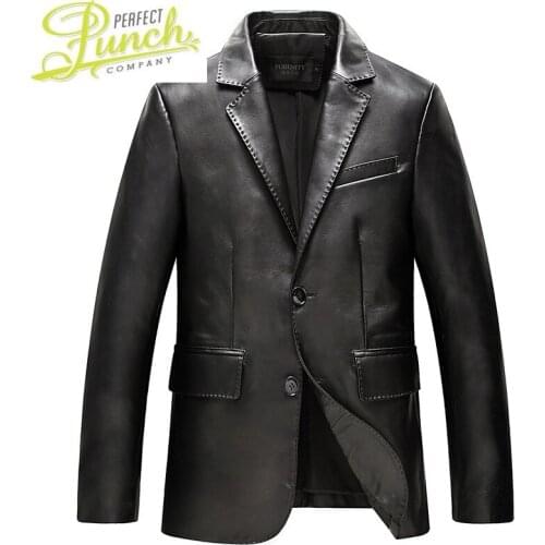 Genuine Leather Mens 100% winter Jacket Real Sheep Skin Coat Male Middle-age Casacos Masculino WZM804 Lxr29