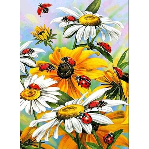 New DIY 5D Diamond Painting daisy Full square/round Diamond Embroidery flower ladybug 5D Picture Of Rhinestone Home Decor FG1205