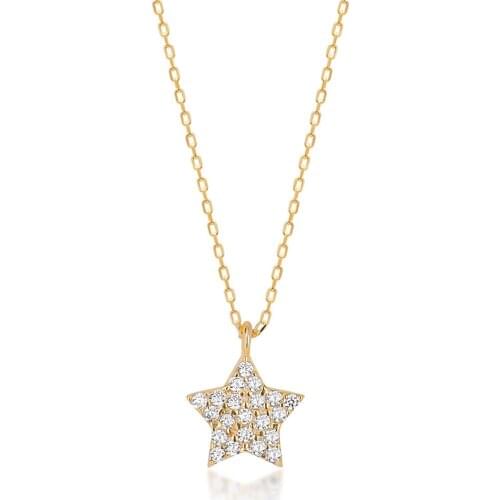 New Season Silver Zircon Cubic Zirconia Diamond Montür Gold Plated Star Necklace girl friend sisters mother lovers gift showy