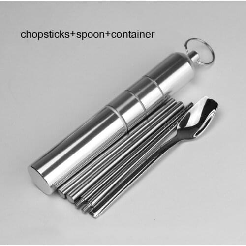 Ouddoor Travel Ultra Light Stainless Steel Cutlery Set with container Case Picnic Tableware Spoon Fork Chopsticks