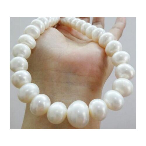 HOT SELL 12-14 MM NATURAL Freshwater WHITE PEARL NECKLACE 14K GOLD CLASP