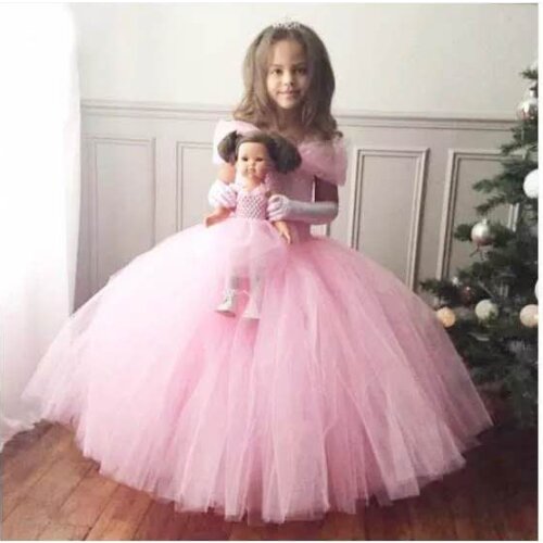 Pink Princess Kids Girls Tutu Dresses Tulle Straps Butterfly Flower Children Children Dresses Kids Clothes