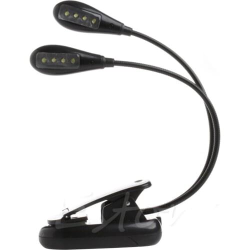 Clip-on Adjustable Dual Arm 8 LED Piano Music Stand Book Light Reading Lamp