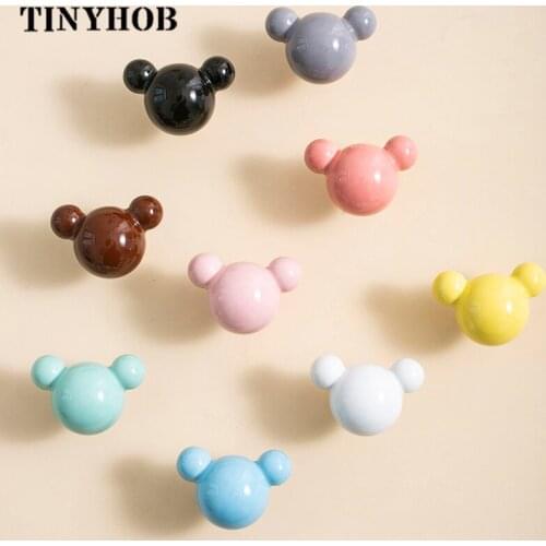 Colorful Bear Shape Handles Various Colors Childrens Room Cabinet Knobs Drawer Pulls Pink Home Decor Kids Furniture Accessories