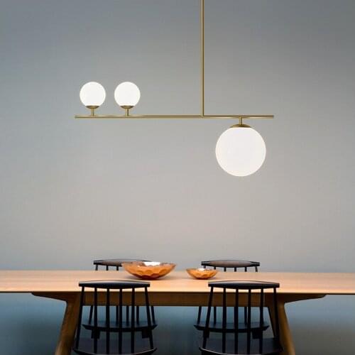 Modern simple frosted glass ball lampshade LED chandelier indoor lighting kitchen restaurant ceiling black gold pendant lights