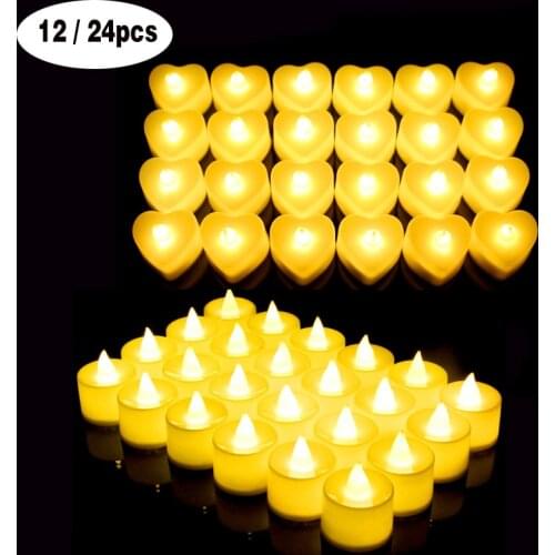 24pcs LED Electric Fake Candle in Warm White Realistic Bright Flickering Bulb LED Tea Light for Seasonal Festival Celebration