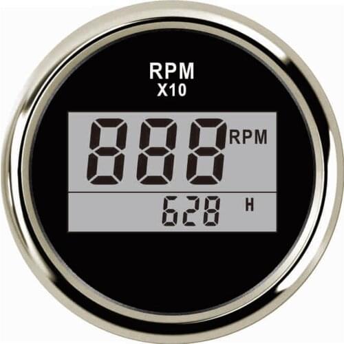 SAMDO Waterproof 52mm Digital Tachometer Car Truck Marine Boat Tacho Gauge With Hourmeter 0-9990 RPM