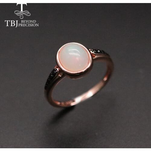 TBJ 100% Natural Ethiopia Opal Ring oval cut 8*10mm 2.5ct gemstone fine jewelry 925 sterling silver nice gift for women wife mom