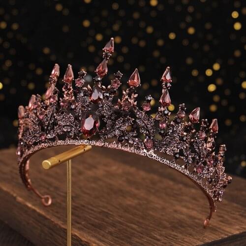Vintage Baroque Gold Headbands Crystal Purple Tiaras Crowns Bride Noiva Headpieces Bridal Wedding Party Hair Jewelry for Women