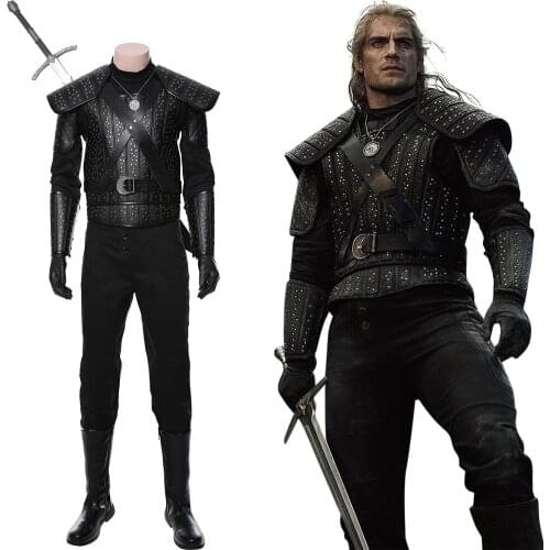 In Stock) Rivia Cosplay Costume Leather Uniform Outfit Full Suit Halloween Carnival Costumes For Adult Men