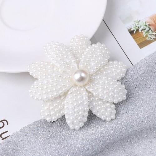 1Pc White Pearl Hair Bows Hair Clips For Girls Kids With Boutique Layers Bling Rhinestone Center Bows Hairpins Hair Accessories