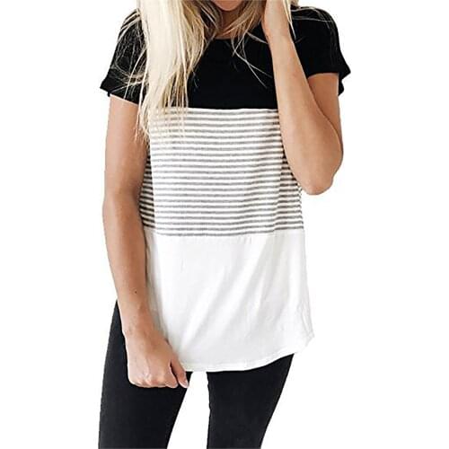 2021 Womens Fashion Short Sleeve Cotton T-shirt Stripe Nursing Maternity Top Pregnant Summer Casual Loose Ropa Embarazada