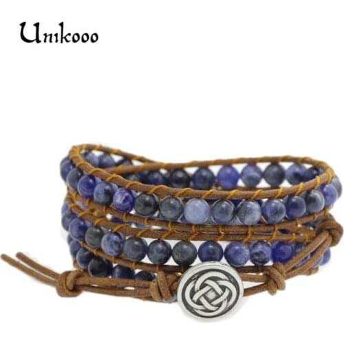 Bracelet Personnalise Blue Wrap Bracelet for Women Handmade Multilayer Wax Cord Custom Bracelet Woven Bracelets Rope Jewelry