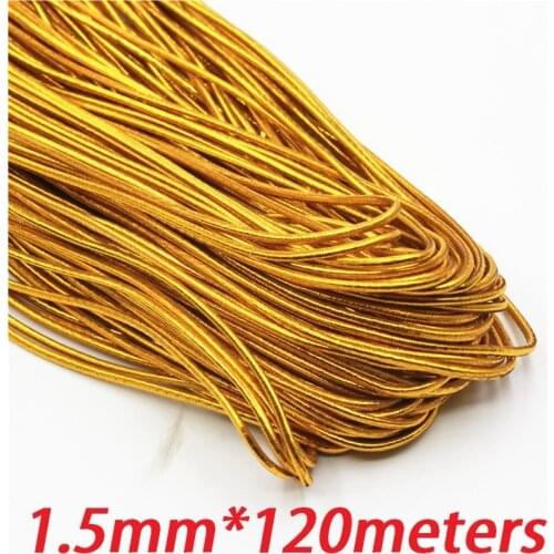 1.5mm golden elastic bungee string cord round twisted string rope 120 meters/roll DIY cords for jewelery finding