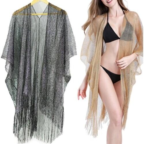 1 Pc Cover Up Swimsuit Beach Dress Women Summer Lady Cover-Ups Bathing Suit Beach Wear Tunic Bikini Silk Woven Blouse
