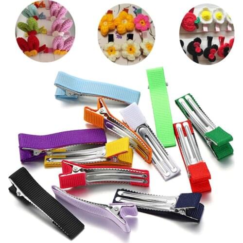 10pcs/lot Colorful Fabric Hair Clip Base Hair Clips Webbing Hair Pins Set Accessories For Women DIY Jewelry Making Findings