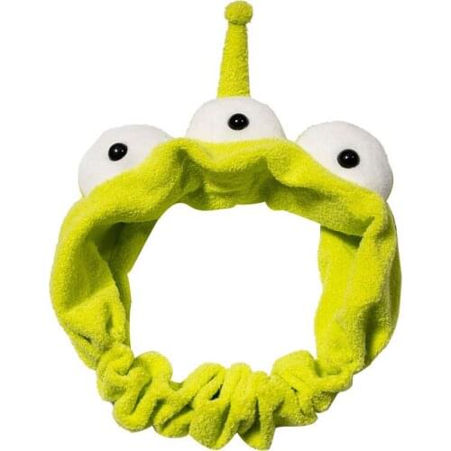 10pcs Cute Cartoon Three Eyed Monster Headband Soft Plush Fleece Makeup Face Wash Shower Spa Mask Daily Necessities