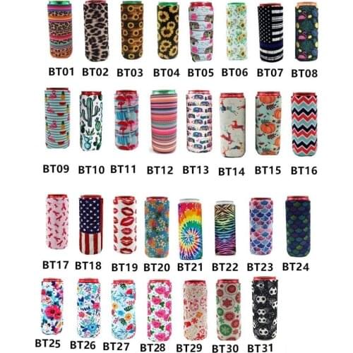 100pcs Slim Can Cooler Cooler Bags Tall Stubby Holder Foldable Stubby Holders Beer Cooler Bags Fits 12oz Slim Energy Drink Beer