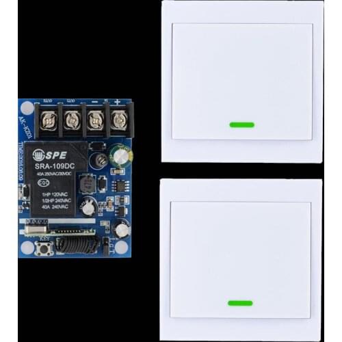 12V 24V 36V 48V Relay Receiver 40A RF Remote Control Switch + Wall Panel Remote Transmitter ASK Learning Code 315Mhz/433.92Mhz
