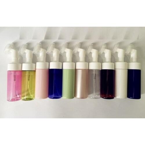 150ML few colorse FOAMING bottle or MOUSSE BOTTLE plastic bottle with silicon brush head , massage head for face cleaning empty