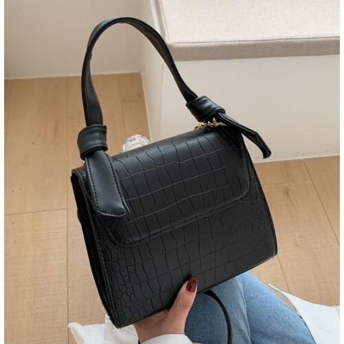 2021 Brand New Ladies Handbag Solid Color Small Square Bag Korean PU Leather Stone Pattern Cross-body Bag High Quality