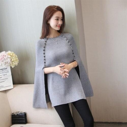 2021 New Winter Womens Blouses Wool Sweater Cloak Warm Spring Autumn Casual Pullover Batwing Sleeve Clothes Female Tops
